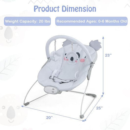 Portable Baby Bouncer Infant Rocker Seat with Detachable Toy Bar-Gray