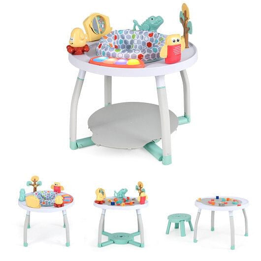 5-in-1 Baby Activity Center Interactive Bounce Seat with Removable Toys-White