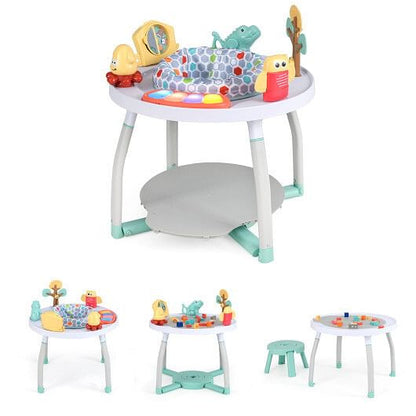 5-in-1 Baby Activity Center Interactive Bounce Seat with Removable Toys-White